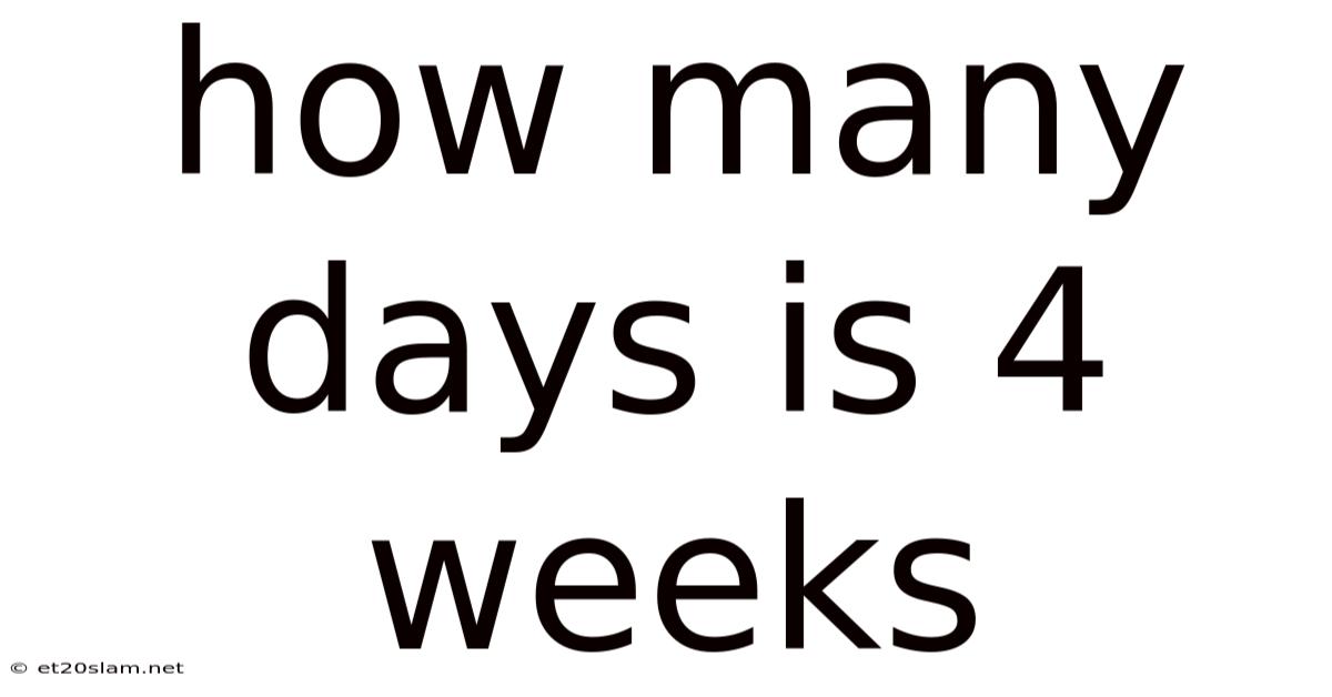 How Many Days Is 4 Weeks
