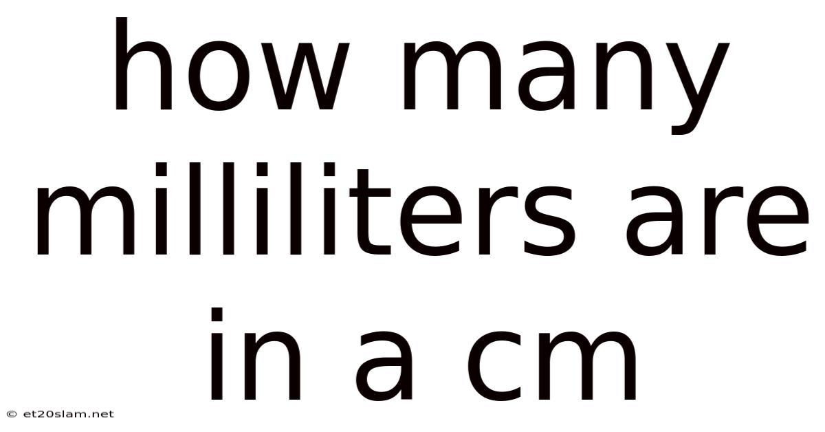 How Many Milliliters Are In A Cm
