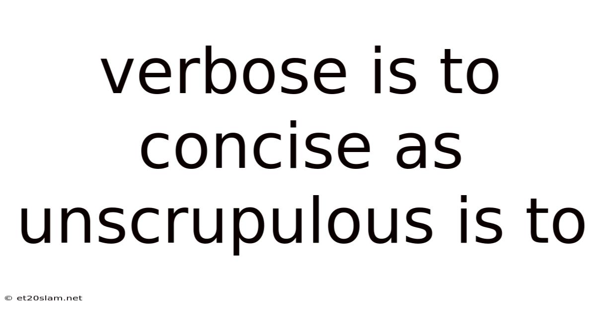 Verbose Is To Concise As Unscrupulous Is To