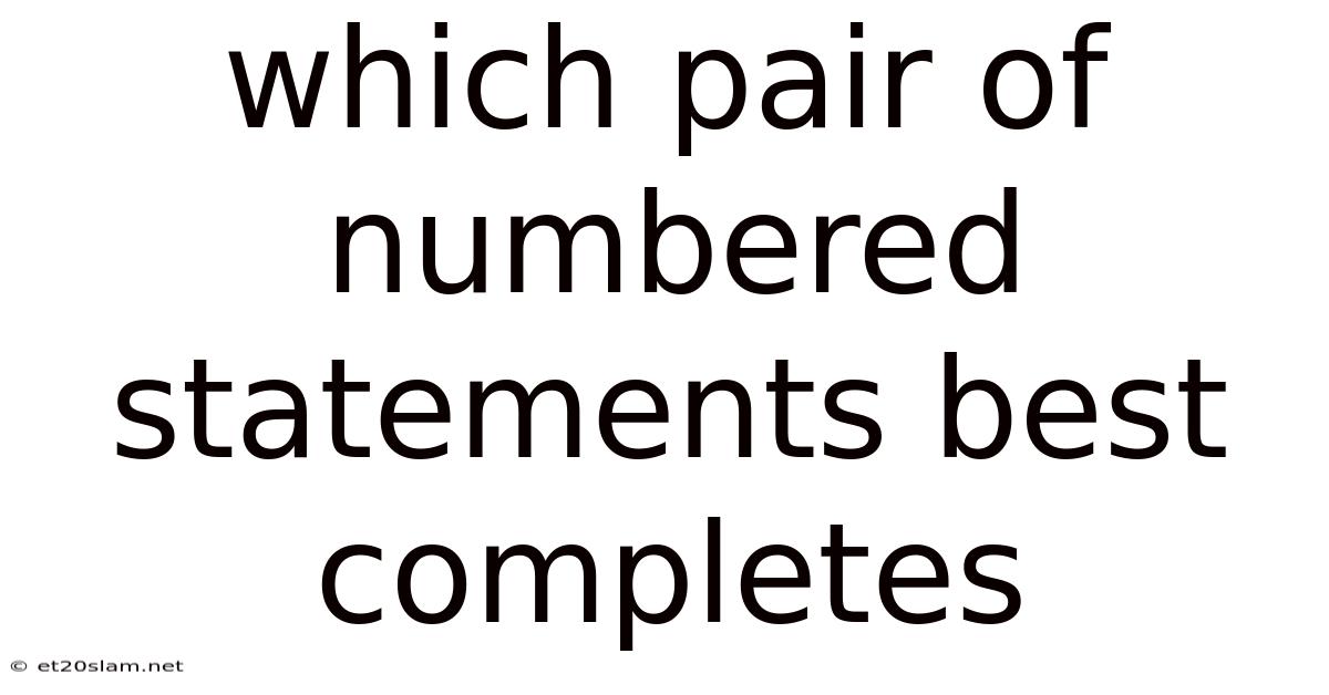 Which Pair Of Numbered Statements Best Completes