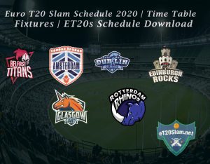 Euro T20 Slam Schedule 2020 - Time Table - Fixtures - ET20s Schedule Download