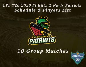 CPL T20 2020 St Kitts & Nevis Patriots Schedule & Players List