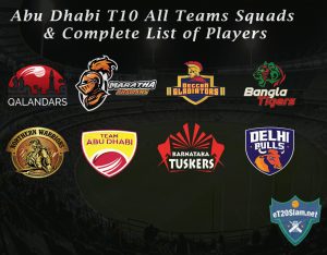 Abu Dhabi T10 All Teams Squads & Complete List of Players