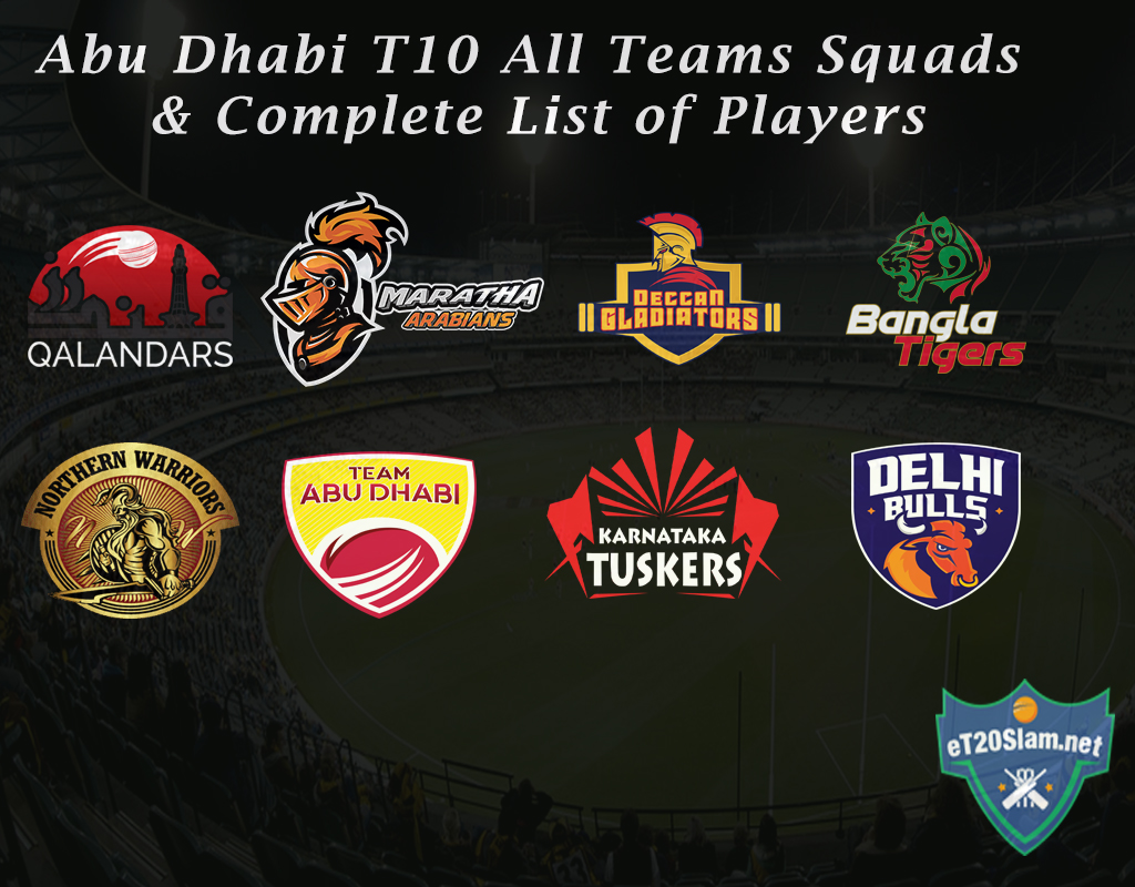 Abu Dhabi T10 All Teams Squads and Complete List of Players