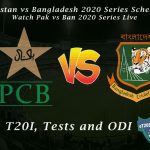 Pakistan vs Bangladesh 2020 Series Schedule