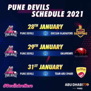 Pune devils Schedule 2021