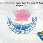 Jammu & Kashmir Squad Syed Mushtaq Ali Trophy, 2021 Players List