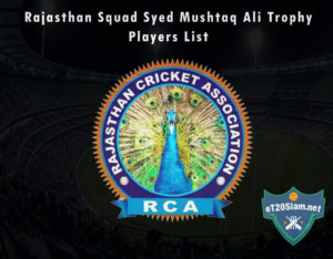 Rajasthan Squad Syed Mushtaq Ali Trophy, 2021 Players List